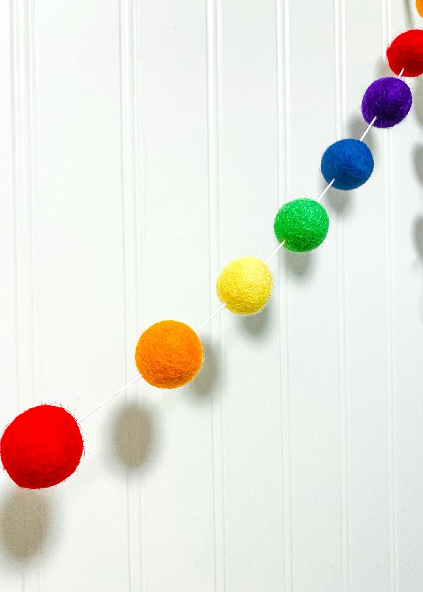 Rainbow Felt Ball Garland
