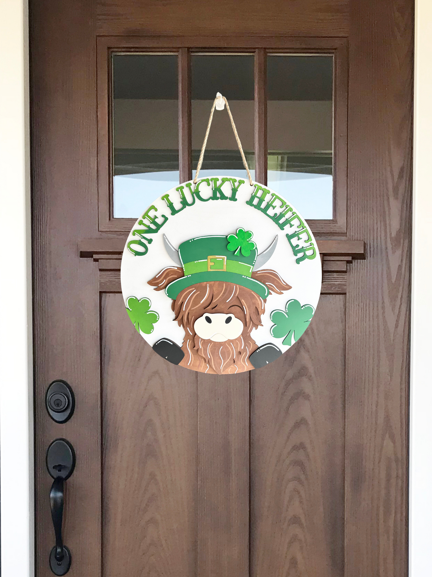 Highland Cow One Lucky Heifer Door Hanger