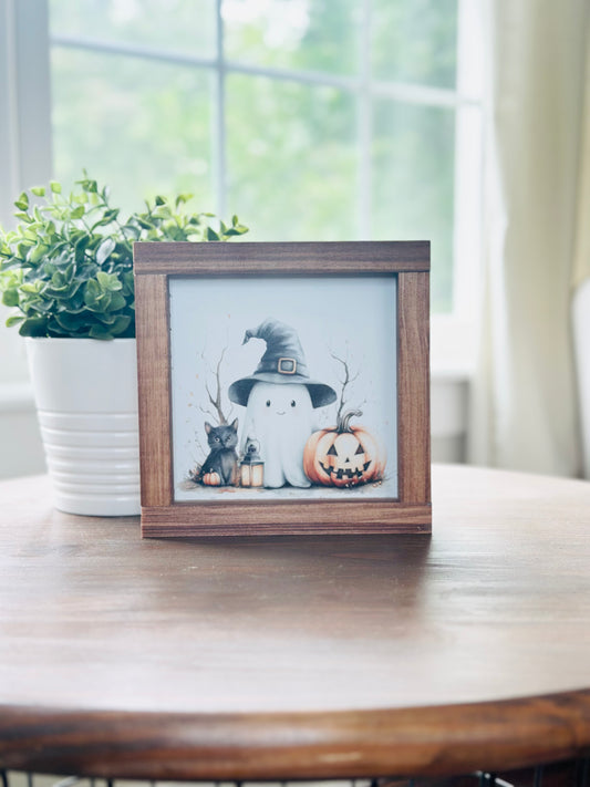 Cute Ghost with Cat Sign