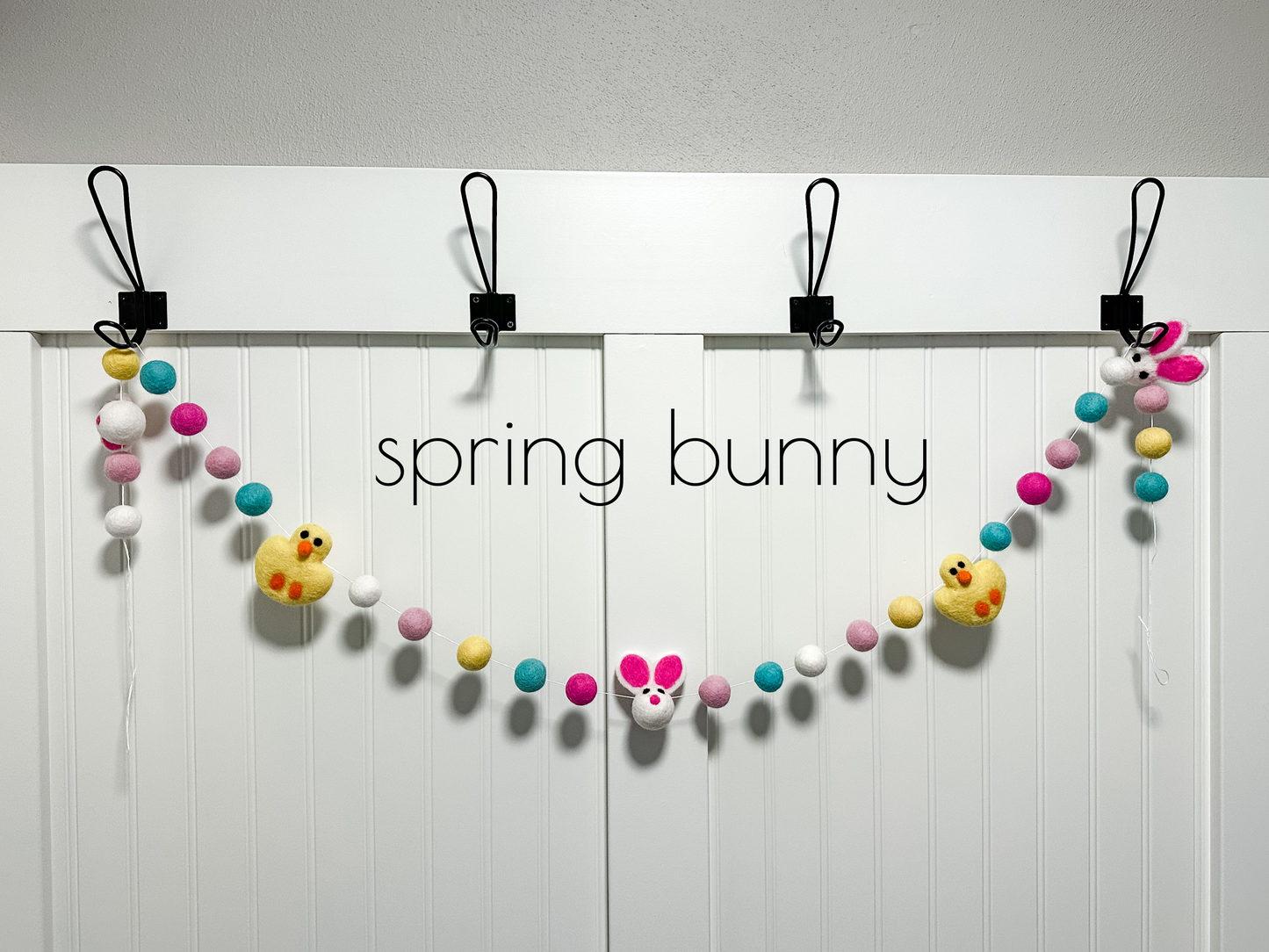 Spring Bunny Felt Ball Garland