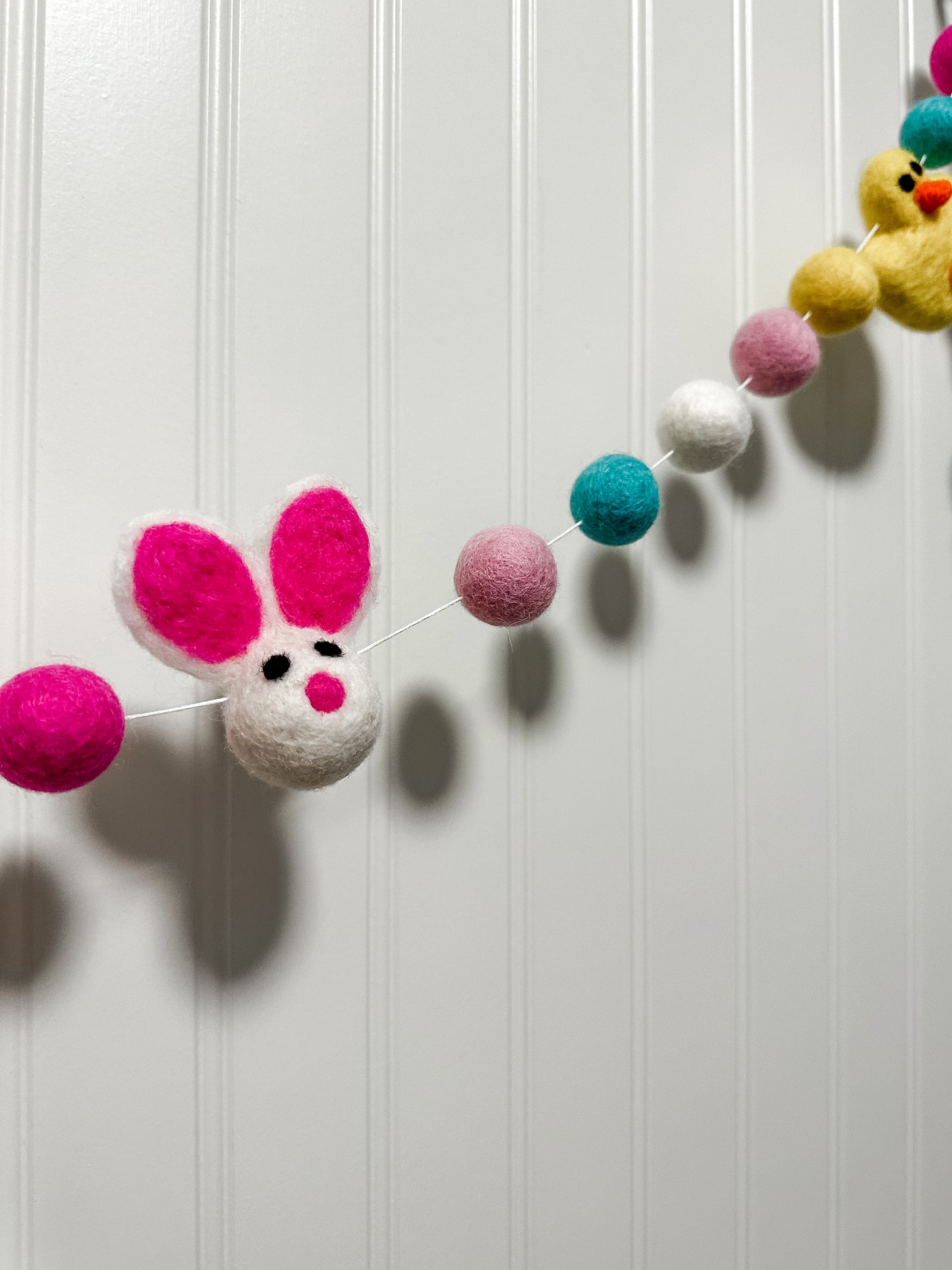 Spring Bunny Felt Ball Garland