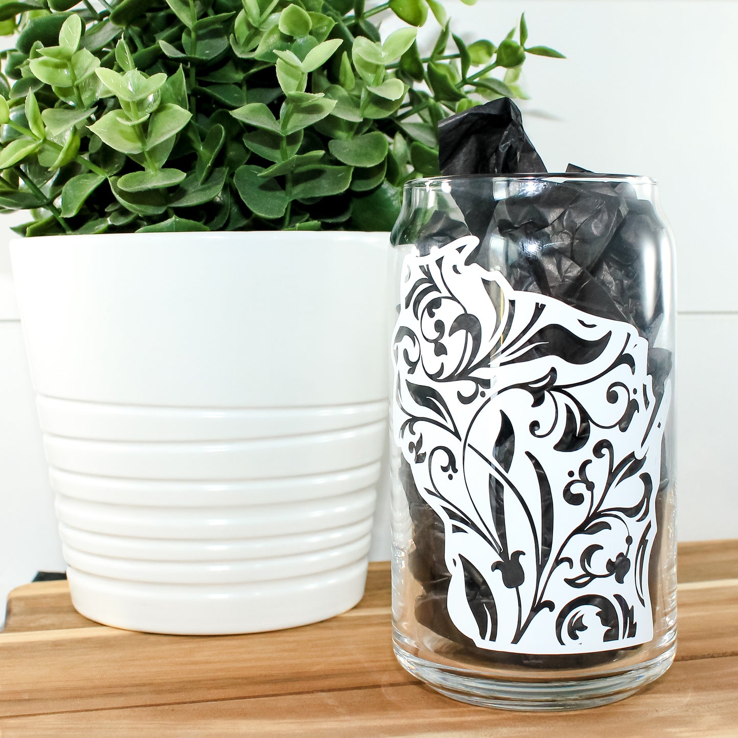 Floral WI Can Glass Tumbler