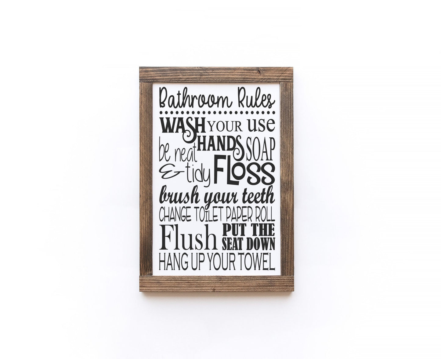 Bathroom Rules Wood Sign