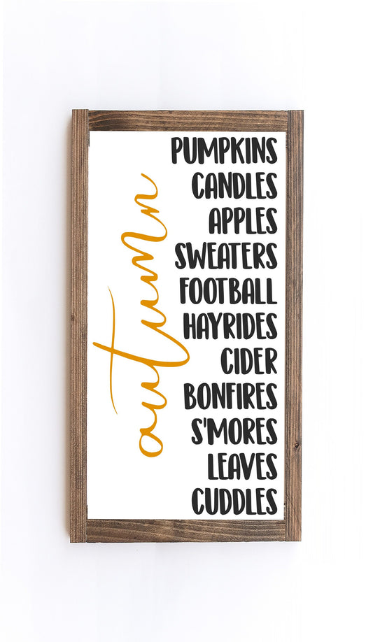 Autumn Words Wood Sign