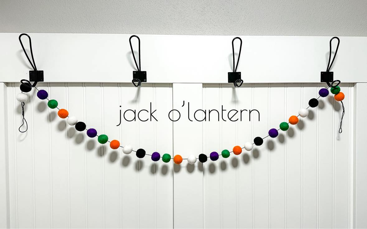 Jack O'Lantern Felt Ball Garland