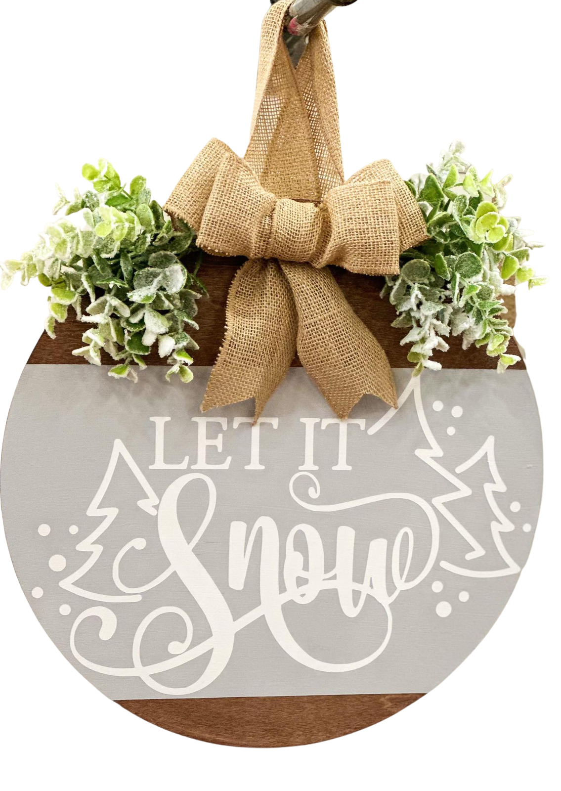 Let It Snow Wooden Round Door Hanger