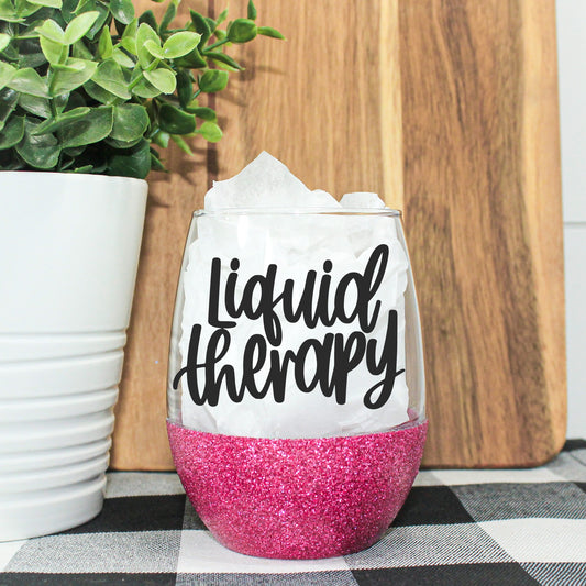 Liquid Therapy Glitter Wine Glass