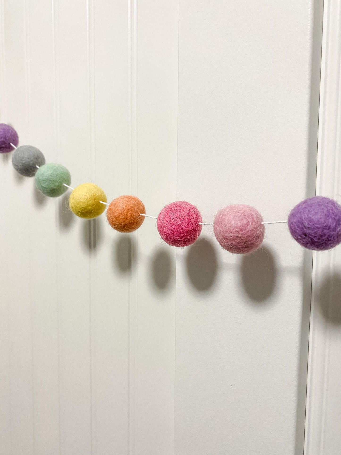 Pastel Rainbow Felt Ball Garland